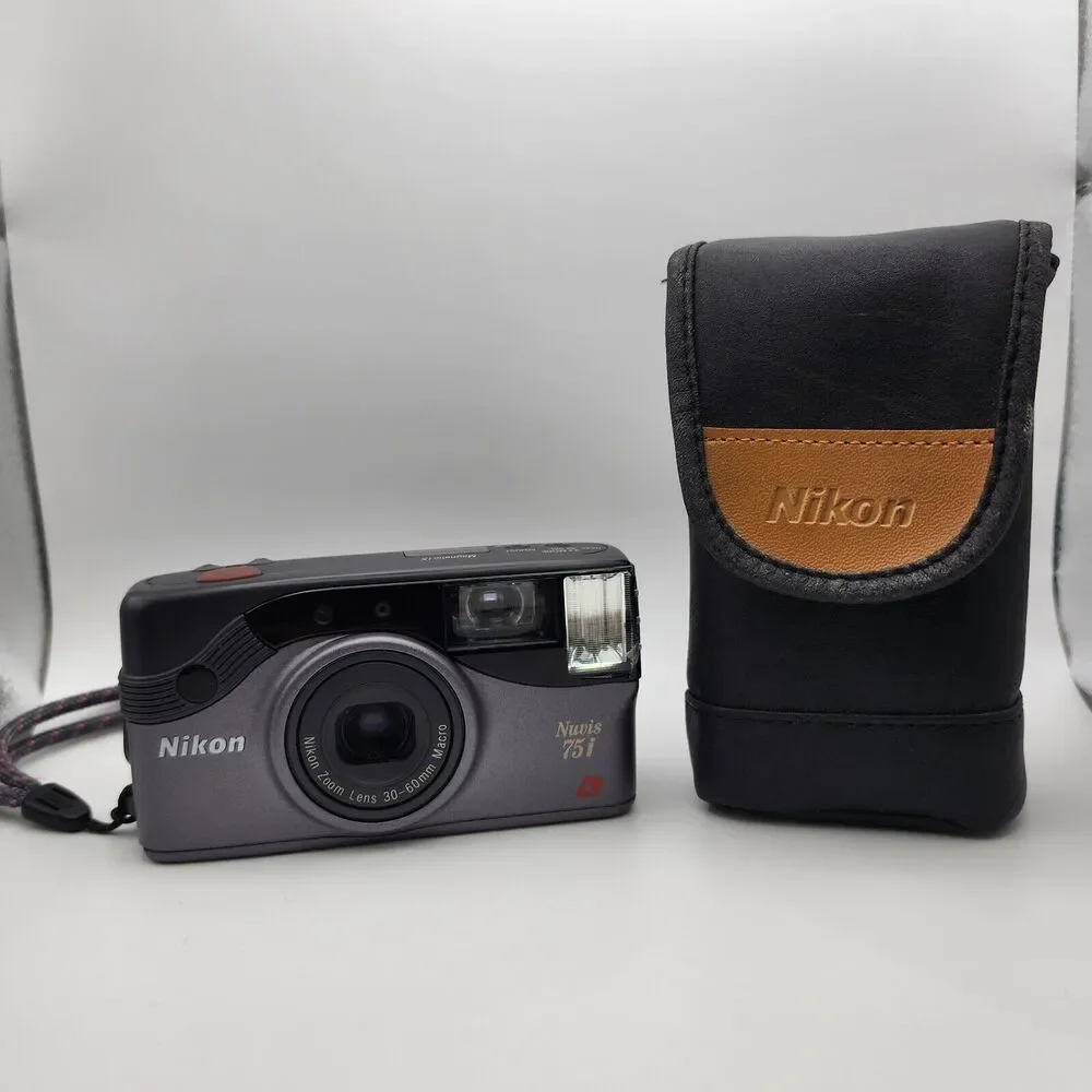 Nikon Nuvis 75i Gray 30-60mm Macro Point & Shoot 35mm Film Camera With Case